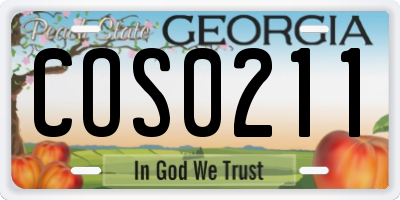 GA license plate COS0211
