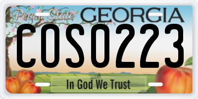 GA license plate COS0223