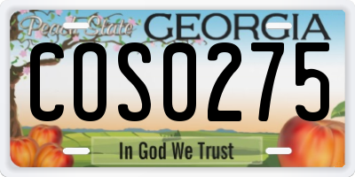 GA license plate COS0275