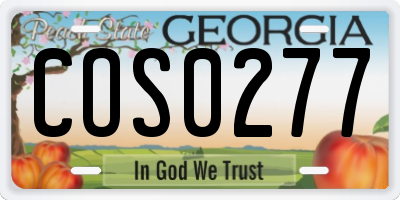 GA license plate COS0277