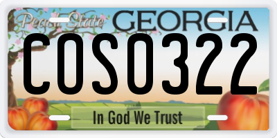 GA license plate COS0322