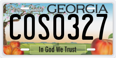 GA license plate COS0327