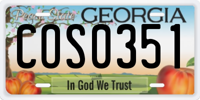 GA license plate COS0351