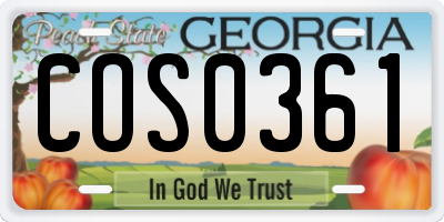 GA license plate COS0361
