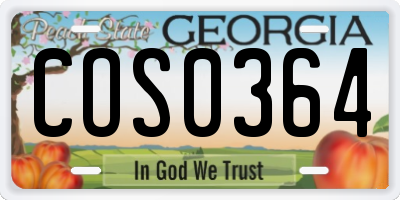 GA license plate COS0364