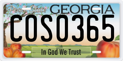 GA license plate COS0365