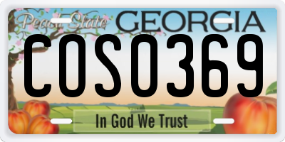GA license plate COS0369