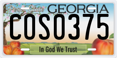 GA license plate COS0375