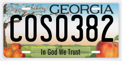 GA license plate COS0382