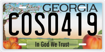 GA license plate COS0419