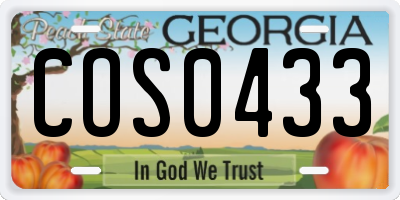 GA license plate COS0433