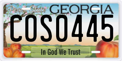GA license plate COS0445