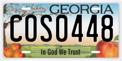 GA license plate COS0448
