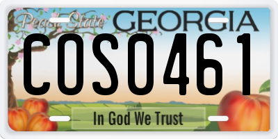 GA license plate COS0461