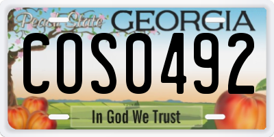 GA license plate COS0492