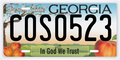 GA license plate COS0523