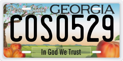 GA license plate COS0529