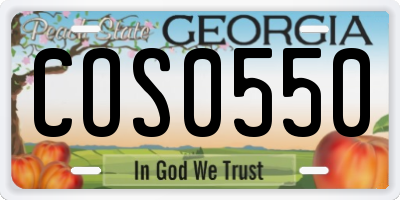 GA license plate COS0550