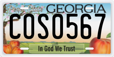 GA license plate COS0567