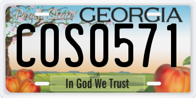 GA license plate COS0571