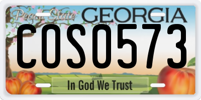 GA license plate COS0573