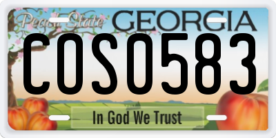 GA license plate COS0583