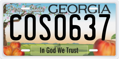 GA license plate COS0637