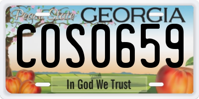 GA license plate COS0659