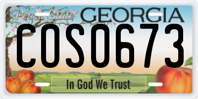 GA license plate COS0673
