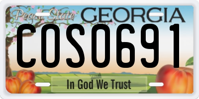 GA license plate COS0691