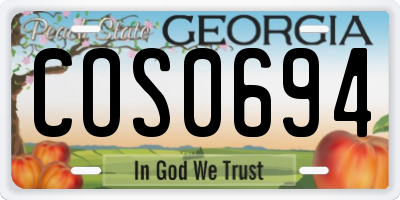 GA license plate COS0694