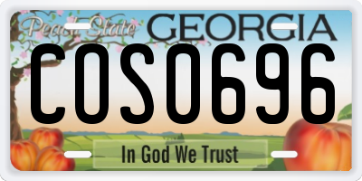 GA license plate COS0696