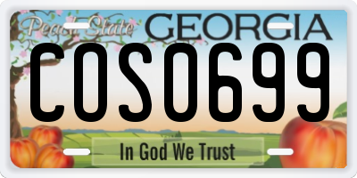 GA license plate COS0699