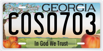 GA license plate COS0703