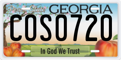GA license plate COS0720