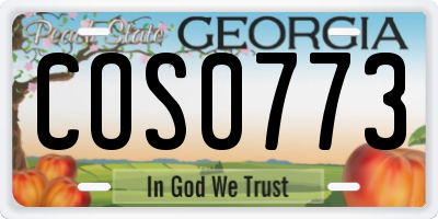 GA license plate COS0773