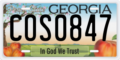 GA license plate COS0847
