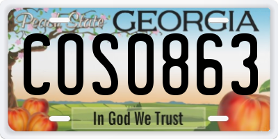GA license plate COS0863