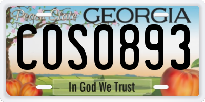 GA license plate COS0893