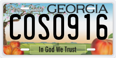 GA license plate COS0916