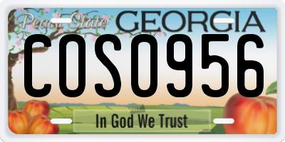GA license plate COS0956