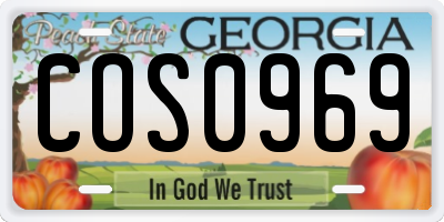 GA license plate COS0969