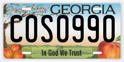 GA license plate COS0990