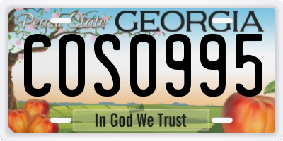 GA license plate COS0995