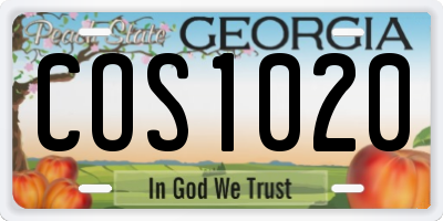 GA license plate COS1020