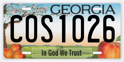 GA license plate COS1026
