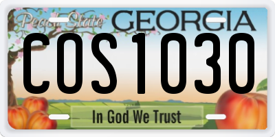 GA license plate COS1030