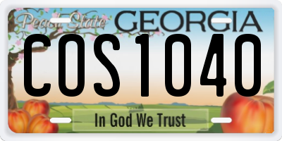 GA license plate COS1040