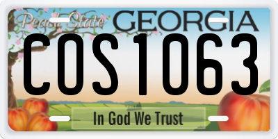 GA license plate COS1063
