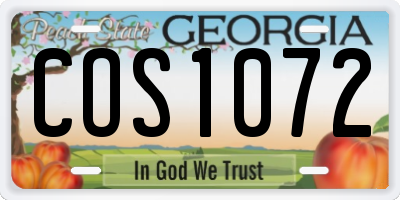 GA license plate COS1072